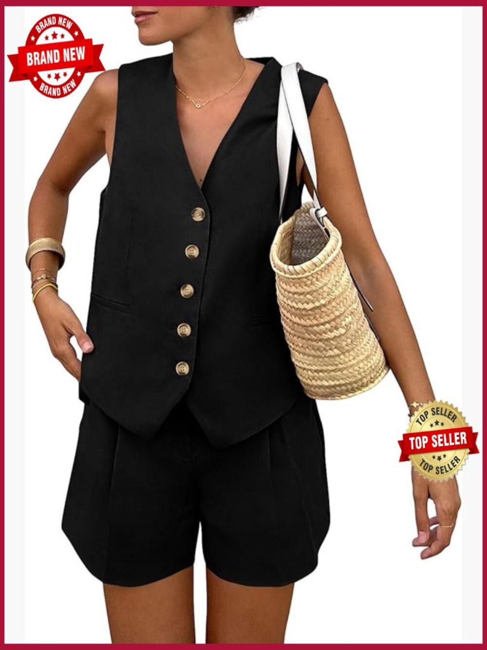 Sleeveless 2 Piece Vest And Shorts Matching Set For Summer